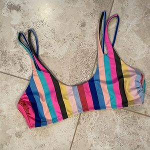 Bright colored striped bikini top